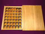 大竹竹風作菱湖御蔵島黄楊根杢盛上将棋駒 新品　展示用大型桐平箱付(KS1264)